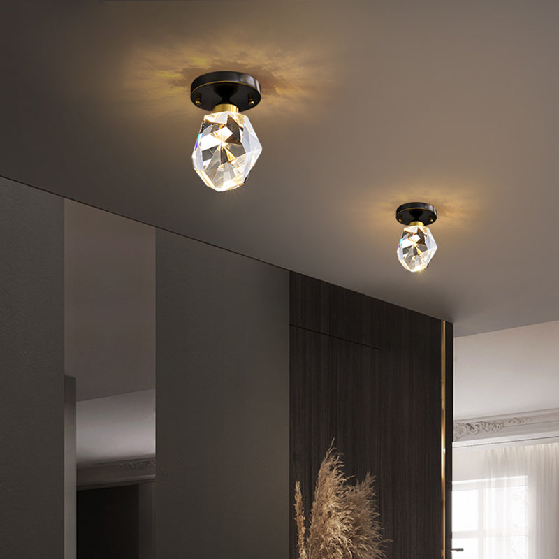 Single Head LED Ceiling Lighting Modern Flush Mounted Ceiling Lights with Crystal Shade