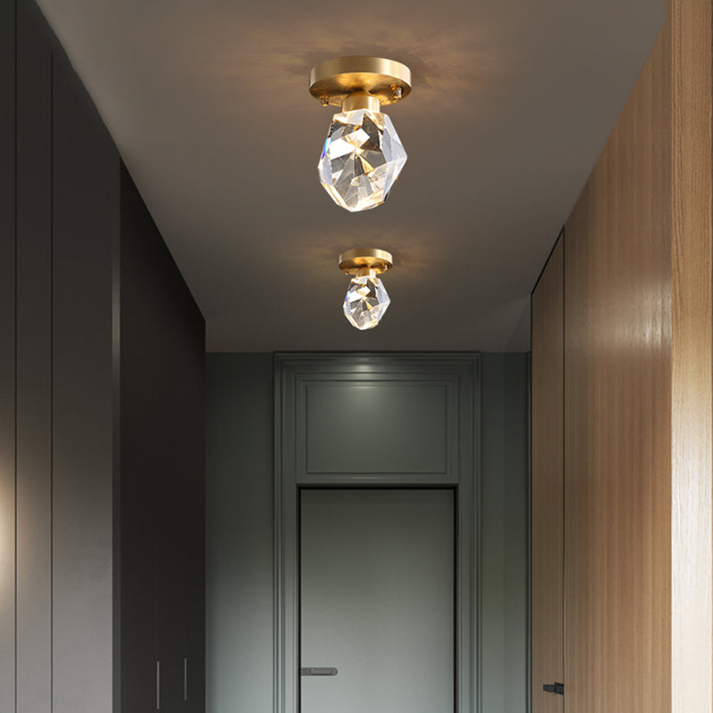 Single Head LED Ceiling Lighting Modern Flush Mounted Ceiling Lights with Crystal Shade