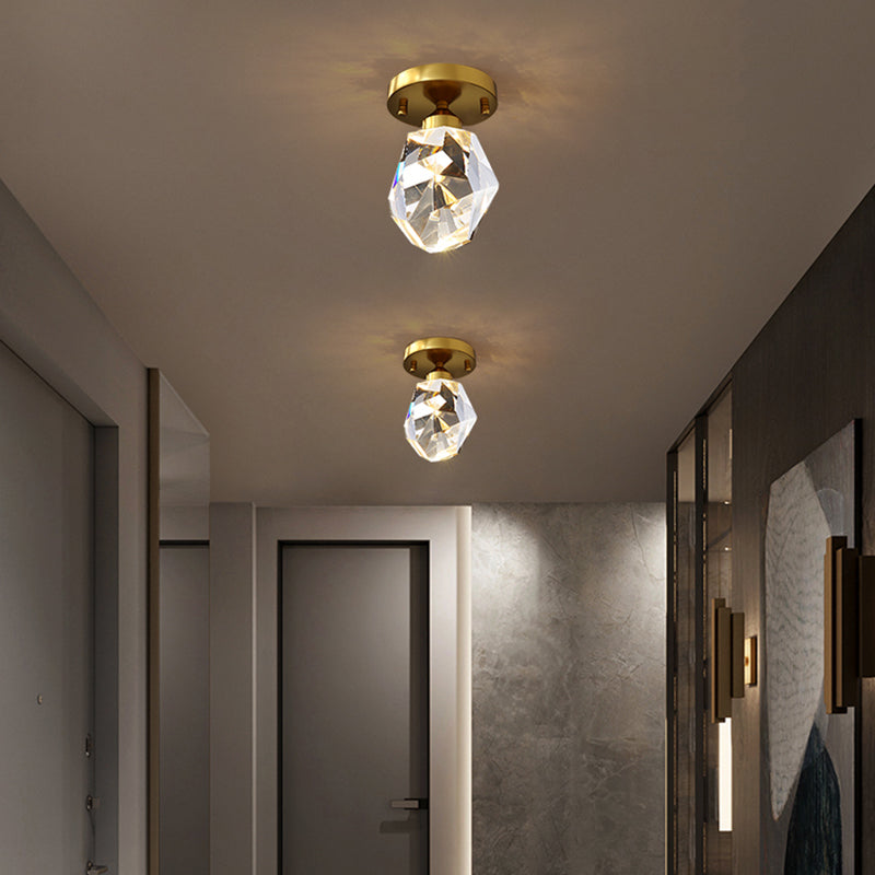 Single Head LED Ceiling Lighting Modern Flush Mounted Ceiling Lights with Crystal Shade