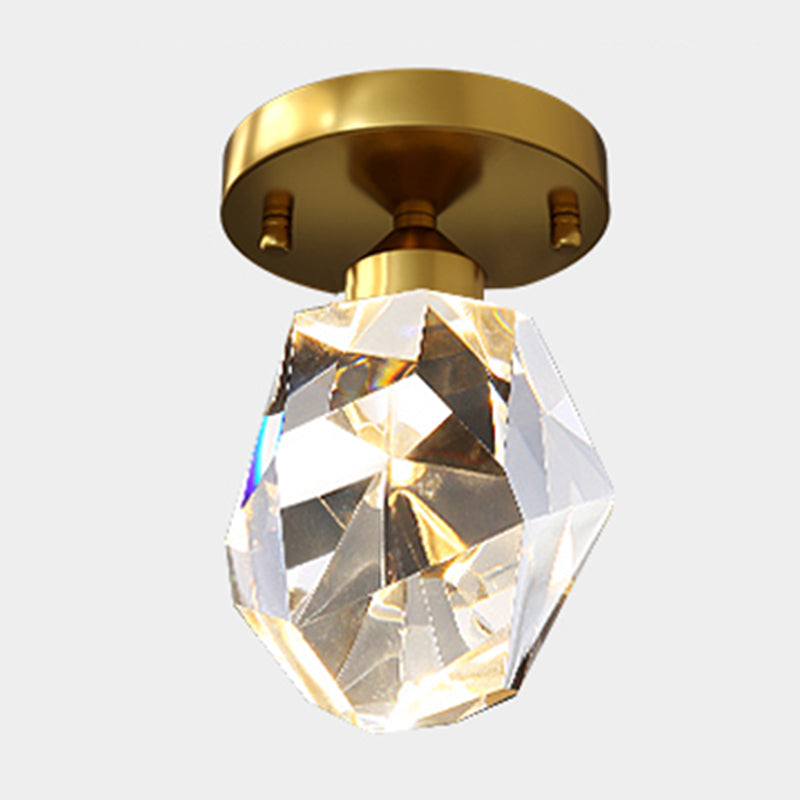 Single Head LED Ceiling Lighting Modern Flush Mounted Ceiling Lights with Crystal Shade