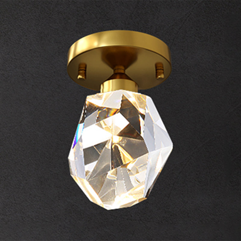 Single Head LED Ceiling Lighting Modern Flush Mounted Ceiling Lights with Crystal Shade