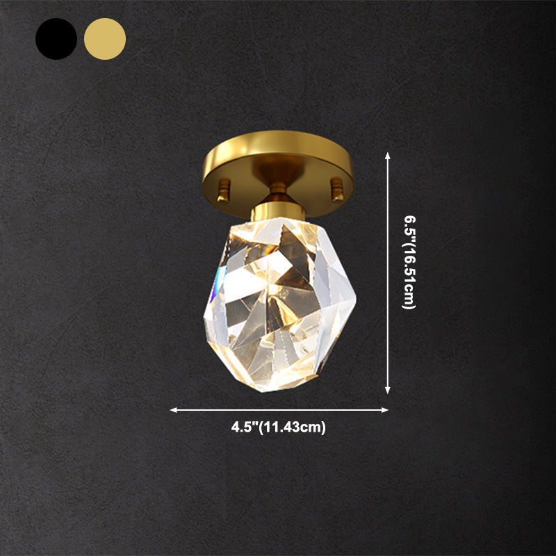Single Head LED Ceiling Lighting Modern Flush Mounted Ceiling Lights with Crystal Shade