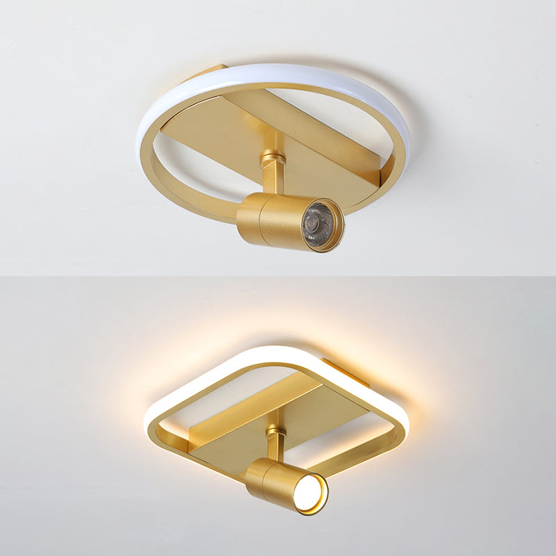 Gold LED Flush Mount Lighting with Spotlights Modern Flush Mounted Ceiling Lights
