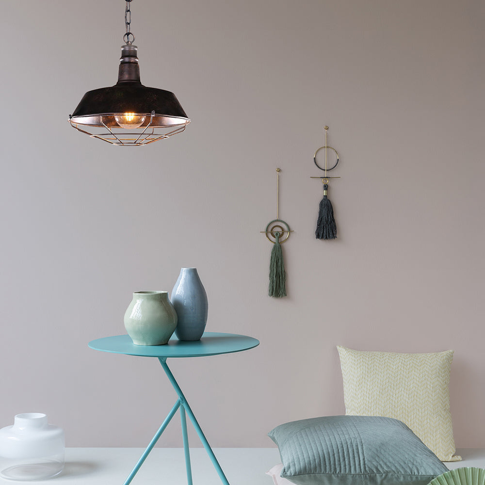 Retro Stylish Wire Guard Pendant Light with Barn Shade 10"/14"/18" Wide 1 Light Metal Hanging Fixture in Black/Bronze/Rust for Kitchen