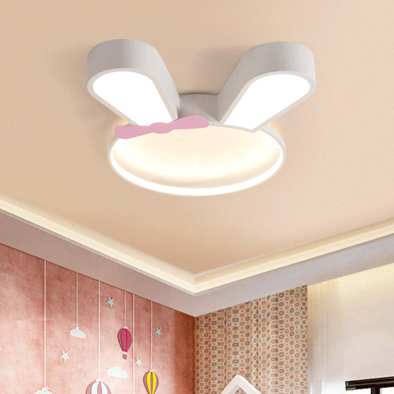 Metal Rabbit Ceiling Light Fixture Kids Style LED Flush Mount Ceiling Light