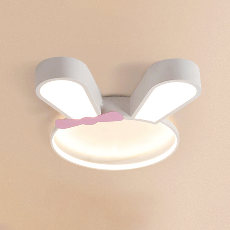 Metal Rabbit Ceiling Light Fixture Kids Style LED Flush Mount Ceiling Light