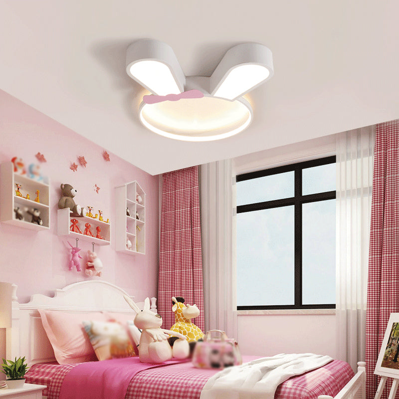 Metal Rabbit Ceiling Light Fixture Kids Style LED Flush Mount Ceiling Light