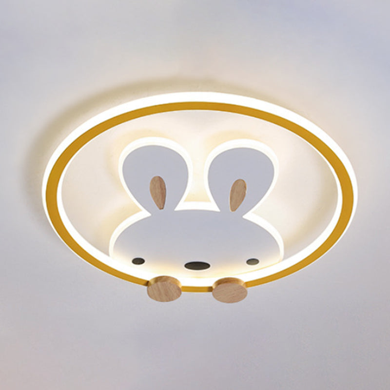 Metal Rabbit Ceiling Light Fixture Kids Style LED Flush Mount Ceiling Light
