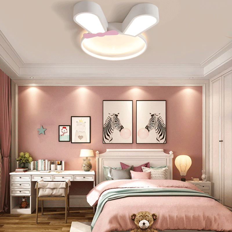 Metal Rabbit Ceiling Light Fixture Kids Style LED Flush Mount Ceiling Light