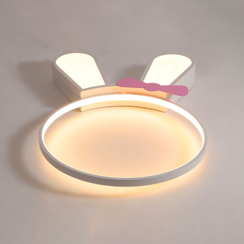 Metal Rabbit Ceiling Light Fixture Kids Style LED Flush Mount Ceiling Light