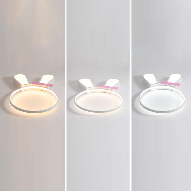 Metal Rabbit Ceiling Light Fixture Kids Style LED Flush Mount Ceiling Light