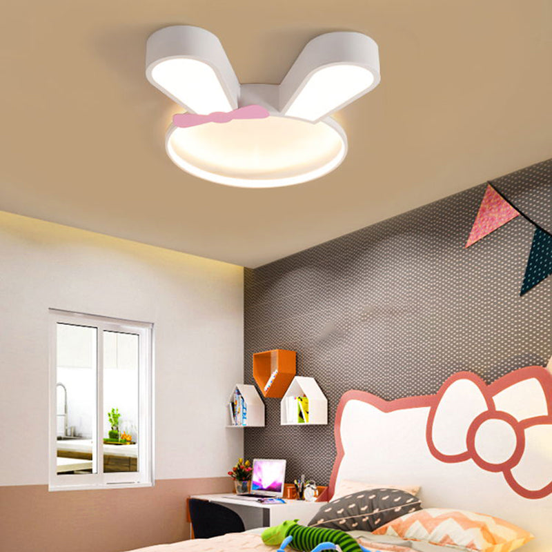 Metal Rabbit Ceiling Light Fixture Kids Style LED Flush Mount Ceiling Light