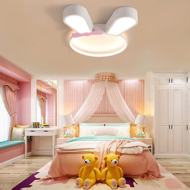 Metal Rabbit Ceiling Light Fixture Kids Style LED Flush Mount Ceiling Light
