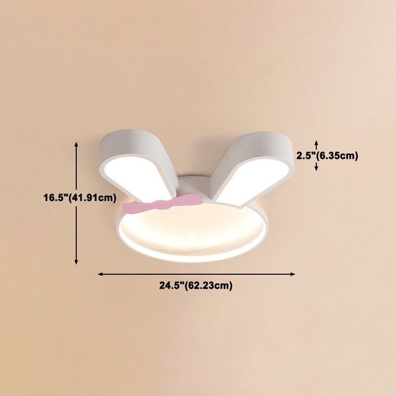 Metal Rabbit Ceiling Light Fixture Kids Style LED Flush Mount Ceiling Light