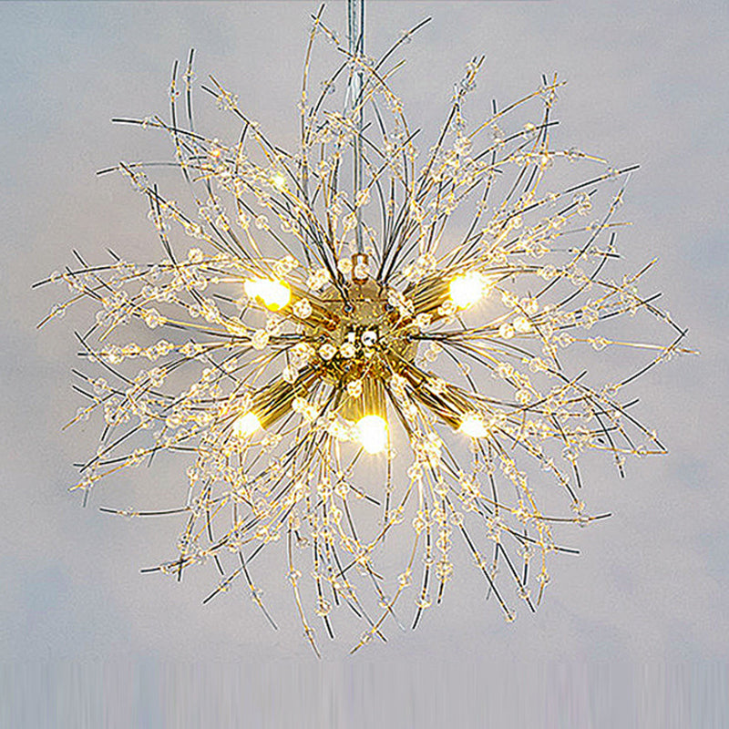 Modern Chandelier Light Fixtures Dandelion Suspension Pendant Lamps with Crystal Beads