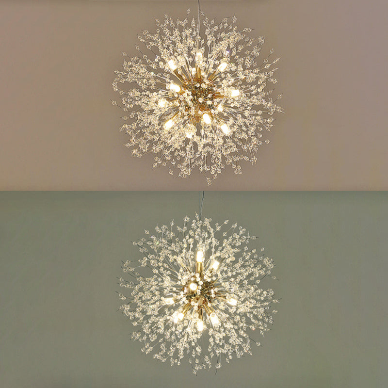 Modern Chandelier Light Fixtures Dandelion Suspension Pendant Lamps with Crystal Beads