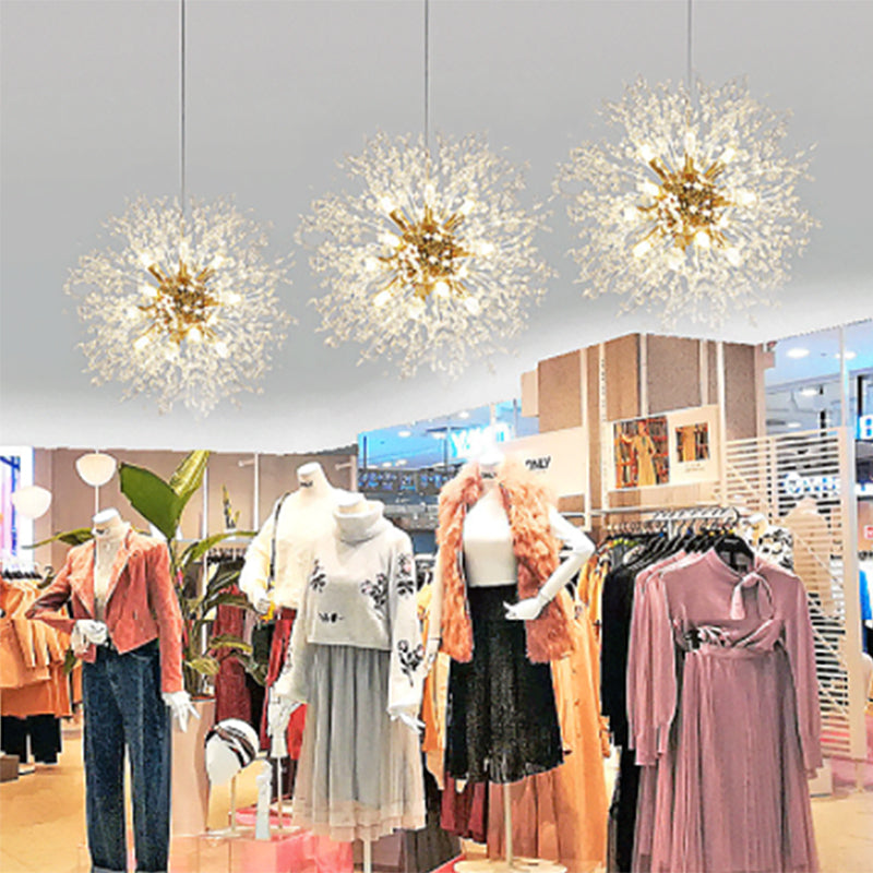 Modern Chandelier Light Fixtures Dandelion Suspension Pendant Lamps with Crystal Beads