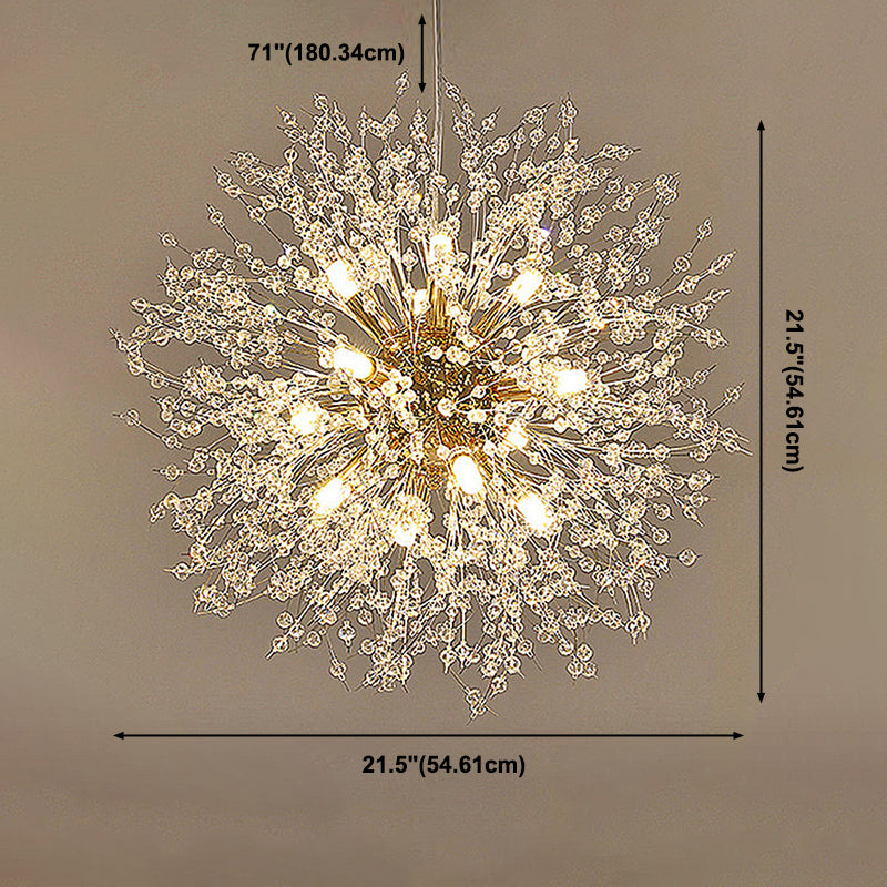 Modern Chandelier Light Fixtures Dandelion Suspension Pendant Lamps with Crystal Beads