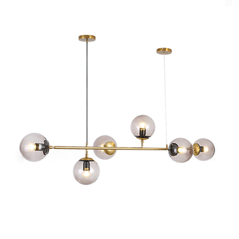 Simple Dining Chandelier Lamp Dining Room Round Glass Shade Ceiling Hanging Light