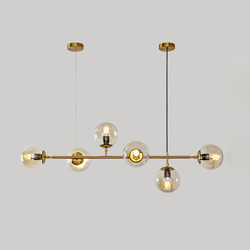 Simple Dining Chandelier Lamp Dining Room Round Glass Shade Ceiling Hanging Light