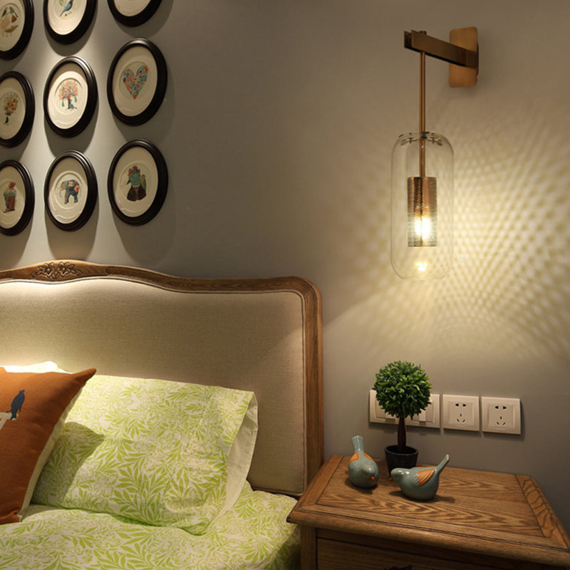 Einfachheit im zeitgenössischen Stil Wandleuchte leichte Glasschatten Wandlampe für Schlafzimmer