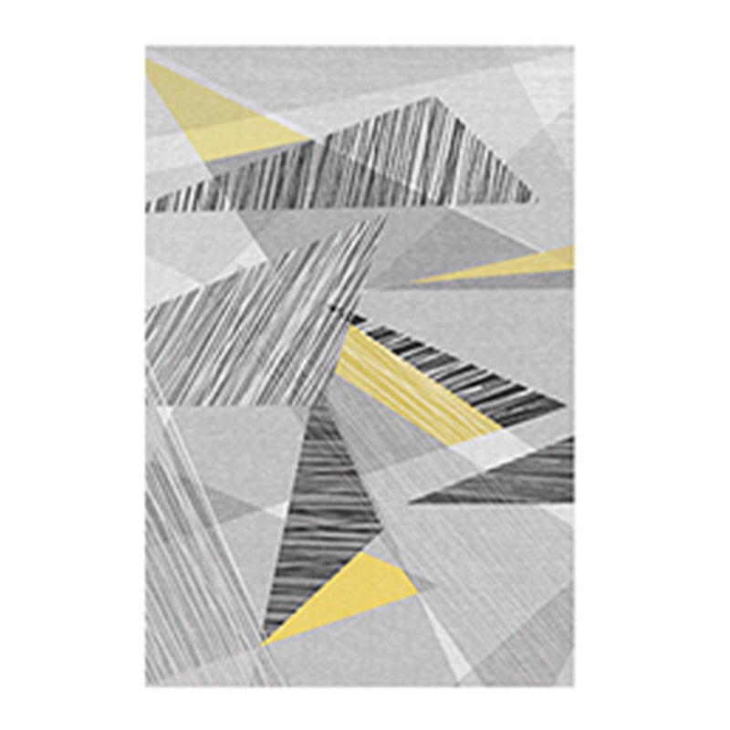 Grey Simplicity Rug Polyester Geometric Rug Washable Rug for Home Decor
