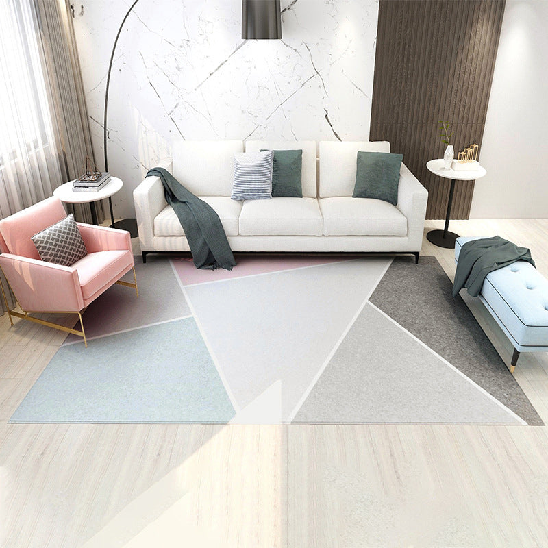 Grey Simplicity Rug Polyester Geometric Rug Washable Rug for Home Decor