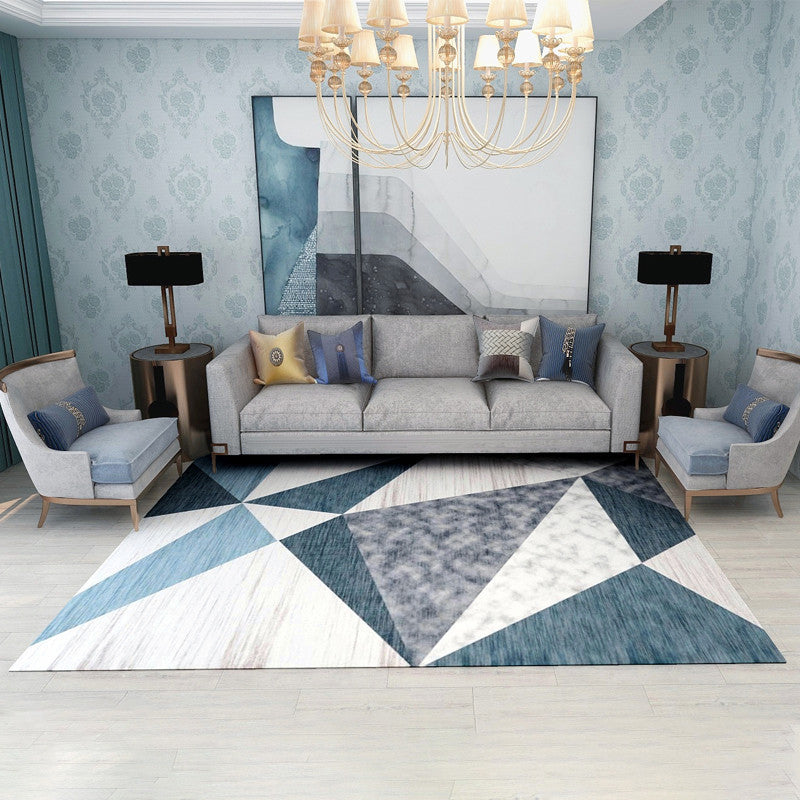 Grey Simplicity Rug Polyester Geometric Rug Washable Rug for Home Decor