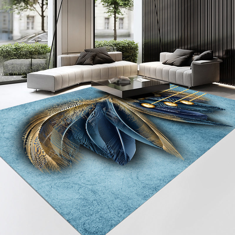 Gold Feather Carpet Polyester Gorgeous Carpet Non-Slip Backing Carpet for Home Decor