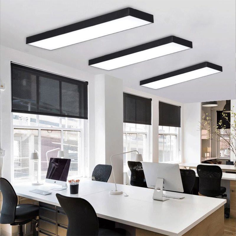 Plafonnier LED rectangulaire contemporain à montage encastré pour bureau