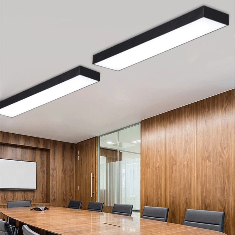Plafonnier LED rectangulaire contemporain à montage encastré pour bureau