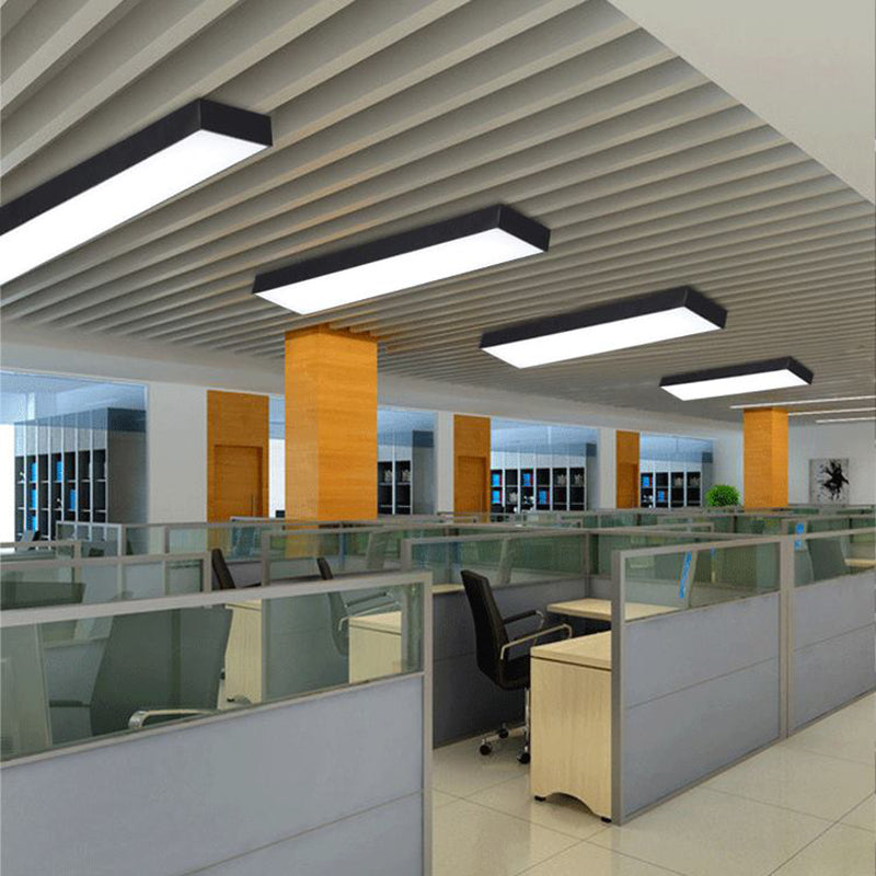 Plafonnier LED rectangulaire contemporain à montage encastré pour bureau