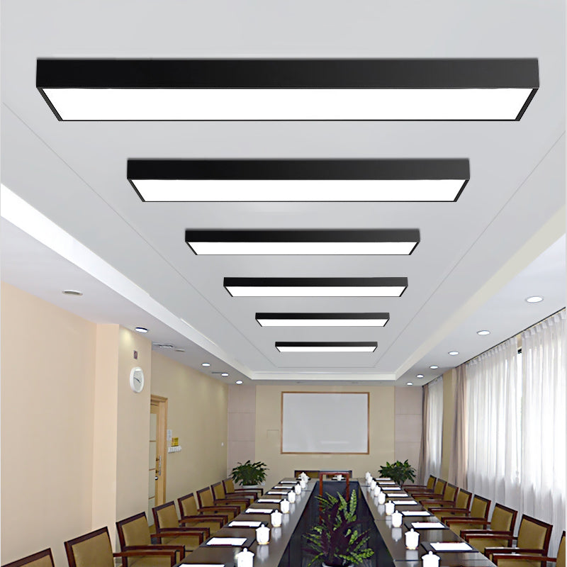 Plafonnier LED rectangulaire contemporain à montage encastré pour bureau