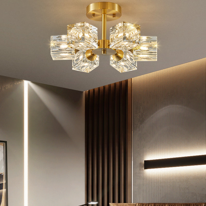 Plafonnier Crystal Simplicity, lampe encastrée à plusieurs têtes pour chambre à coucher