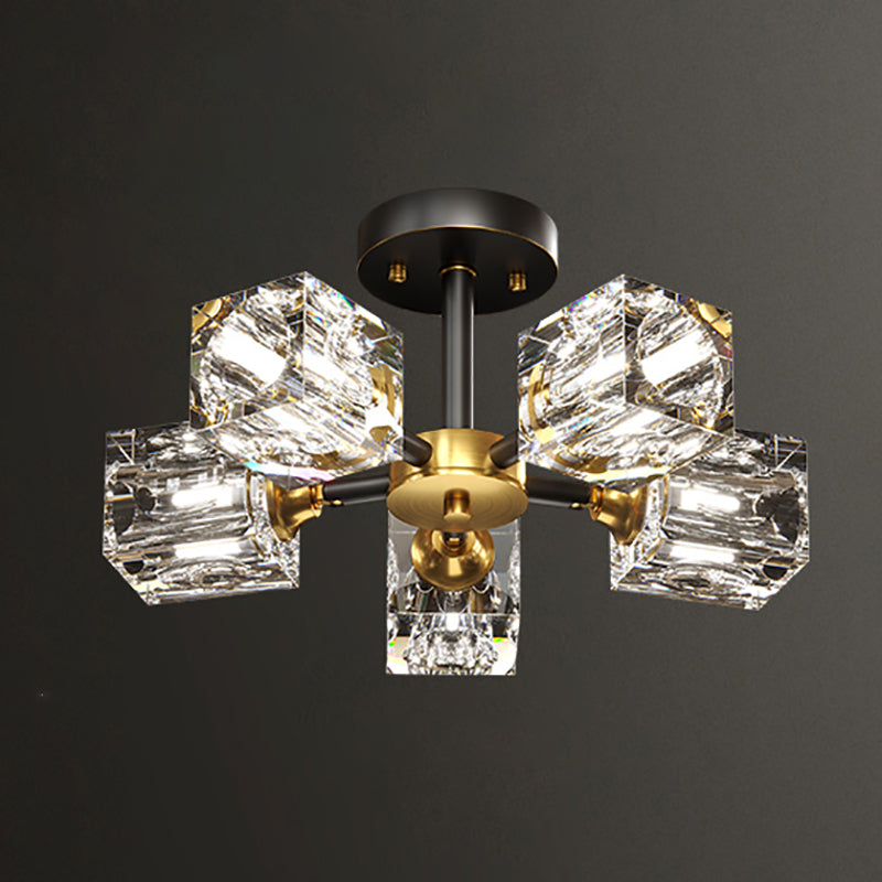 Plafonnier Crystal Simplicity, lampe encastrée à plusieurs têtes pour chambre à coucher