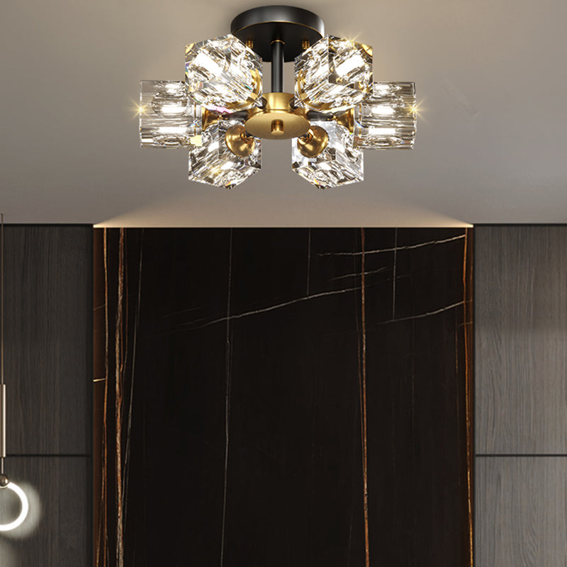 Plafonnier Crystal Simplicity, lampe encastrée à plusieurs têtes pour chambre à coucher