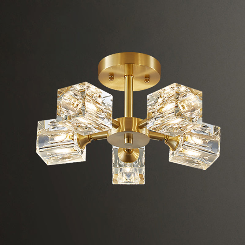 Plafonnier Crystal Simplicity, lampe encastrée à plusieurs têtes pour chambre à coucher