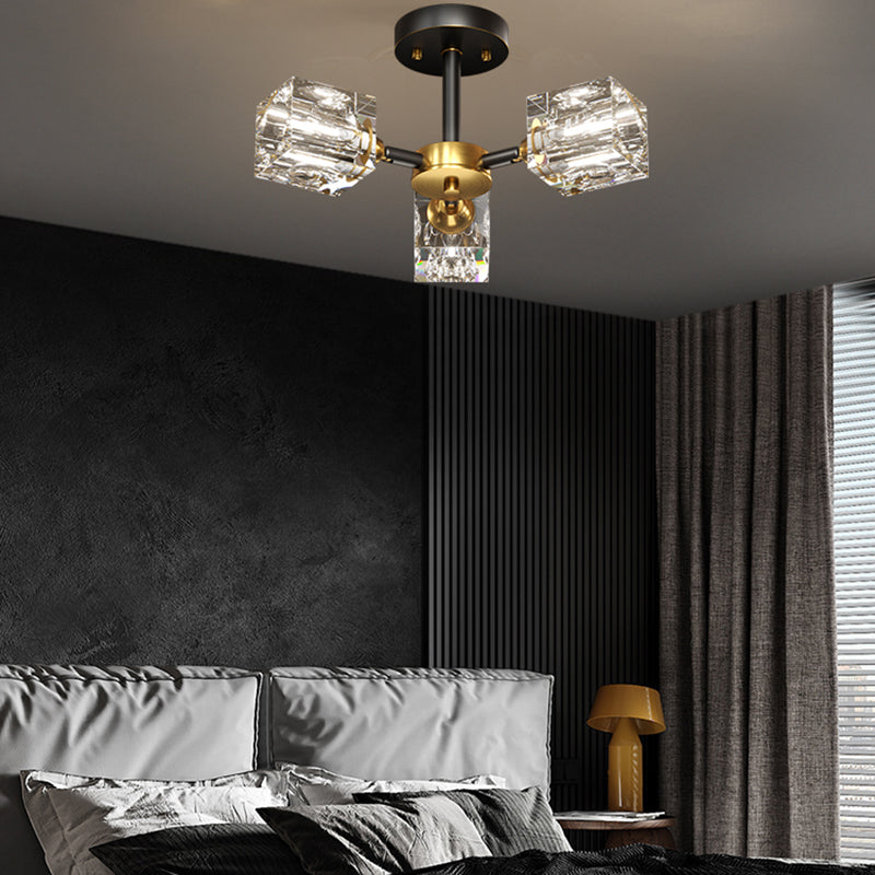 Plafonnier Crystal Simplicity, lampe encastrée à plusieurs têtes pour chambre à coucher