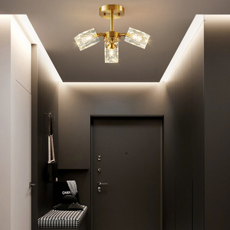 Plafonnier Crystal Simplicity, lampe encastrée à plusieurs têtes pour chambre à coucher