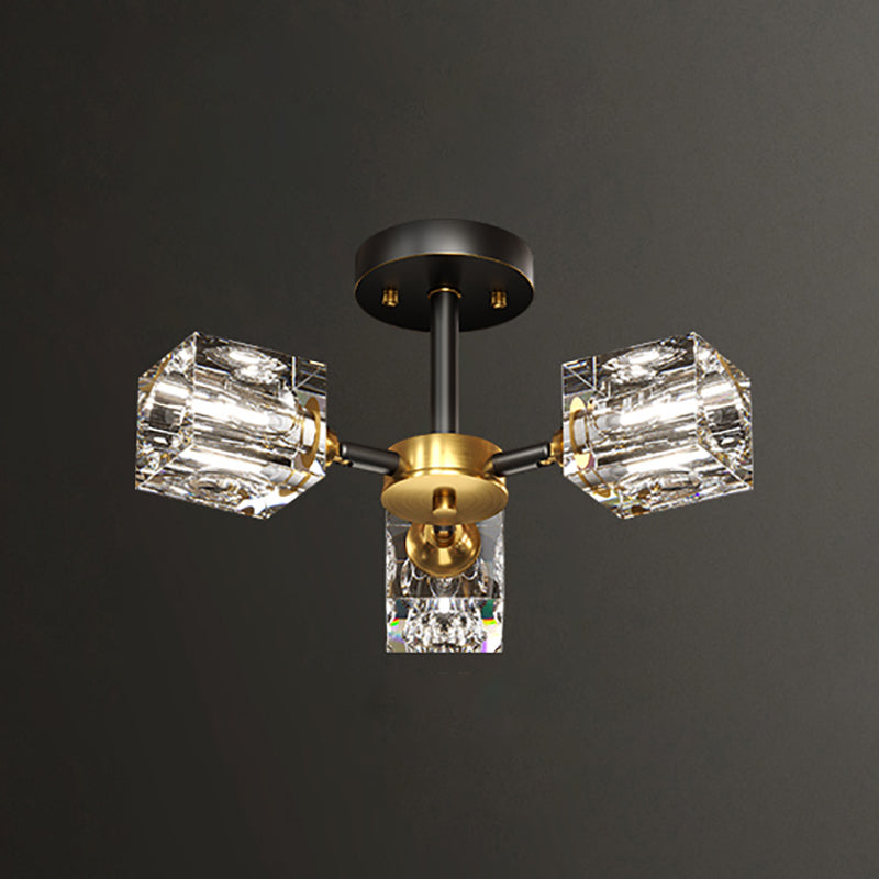 Plafonnier Crystal Simplicity, lampe encastrée à plusieurs têtes pour chambre à coucher