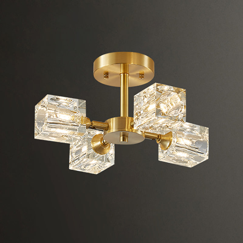 Plafonnier Crystal Simplicity, lampe encastrée à plusieurs têtes pour chambre à coucher