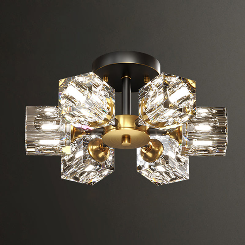 Plafonnier Crystal Simplicity, lampe encastrée à plusieurs têtes pour chambre à coucher