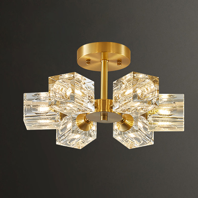 Plafonnier Crystal Simplicity, lampe encastrée à plusieurs têtes pour chambre à coucher