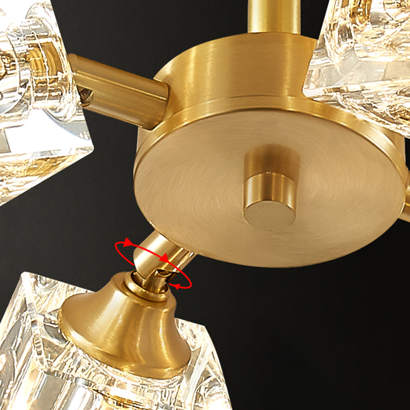Plafonnier Crystal Simplicity, lampe encastrée à plusieurs têtes pour chambre à coucher
