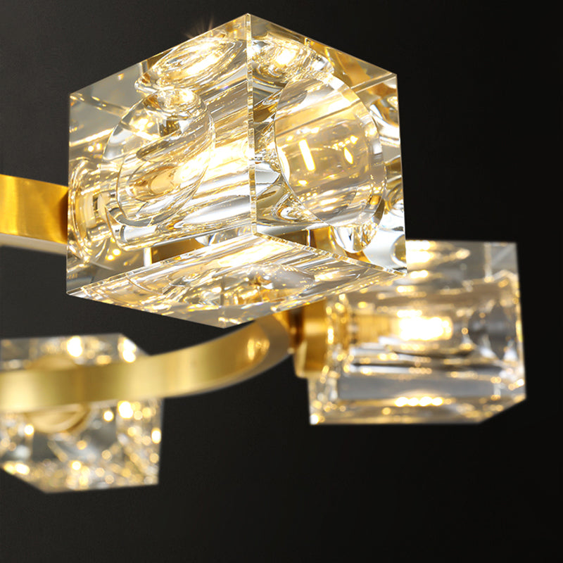 Plafonnier Crystal Simplicity, lampe encastrée à plusieurs têtes pour chambre à coucher