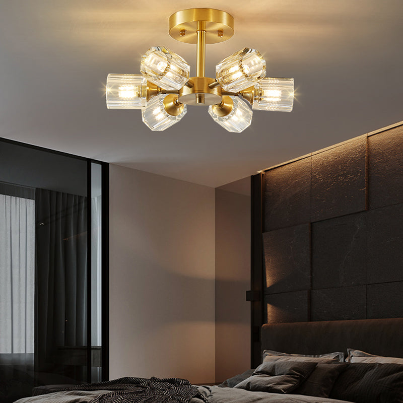 Plafonnier Crystal Simplicity, lampe encastrée à plusieurs têtes pour chambre à coucher
