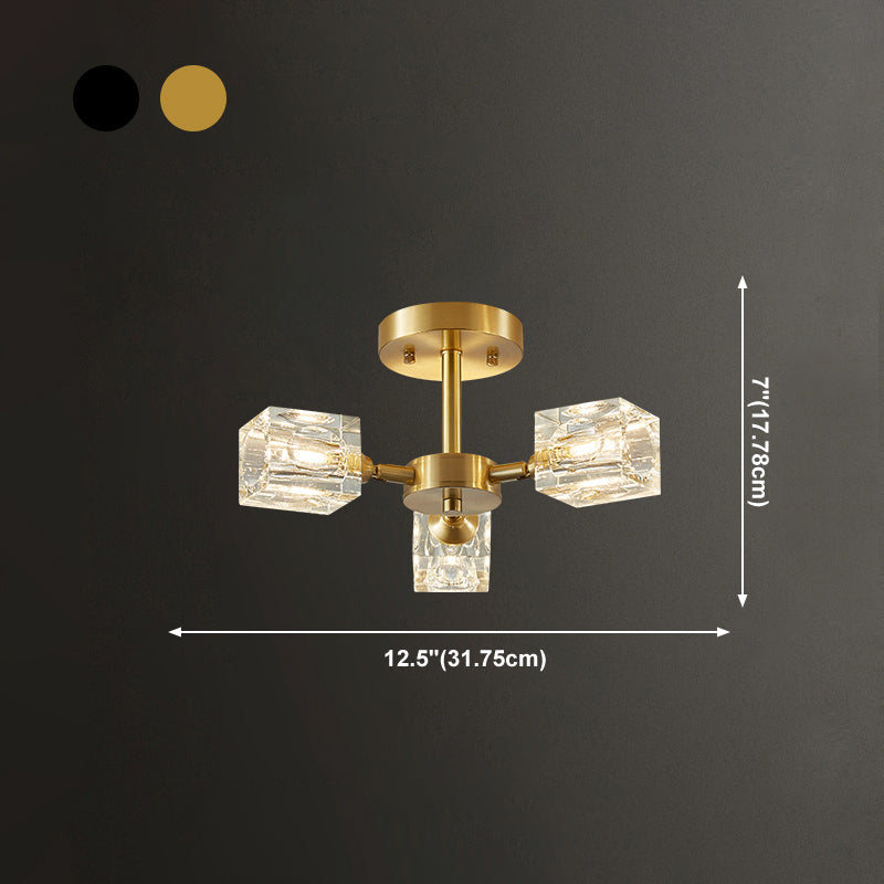 Plafonnier Crystal Simplicity, lampe encastrée à plusieurs têtes pour chambre à coucher