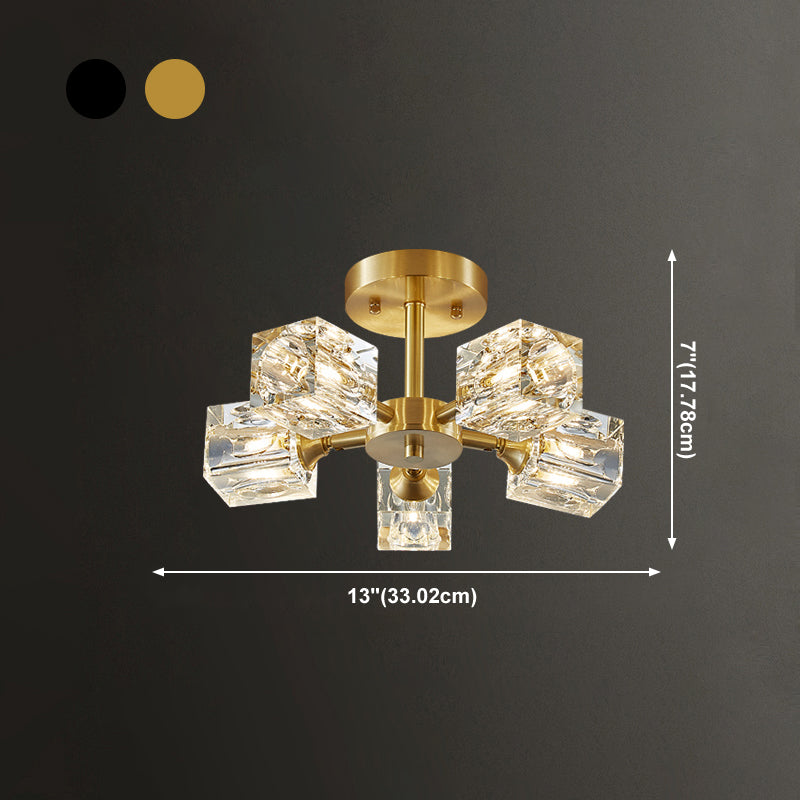 Plafonnier Crystal Simplicity, lampe encastrée à plusieurs têtes pour chambre à coucher