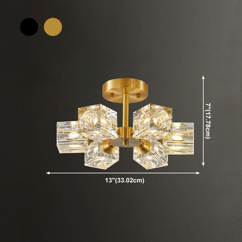 Plafonnier Crystal Simplicity, lampe encastrée à plusieurs têtes pour chambre à coucher