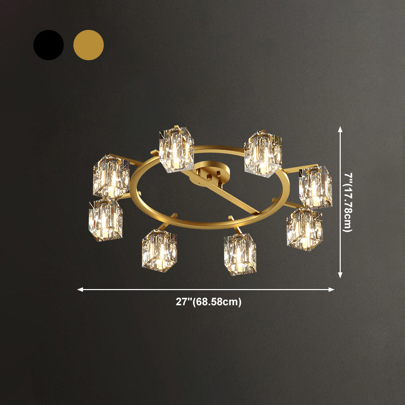 Plafonnier Crystal Simplicity, lampe encastrée à plusieurs têtes pour chambre à coucher